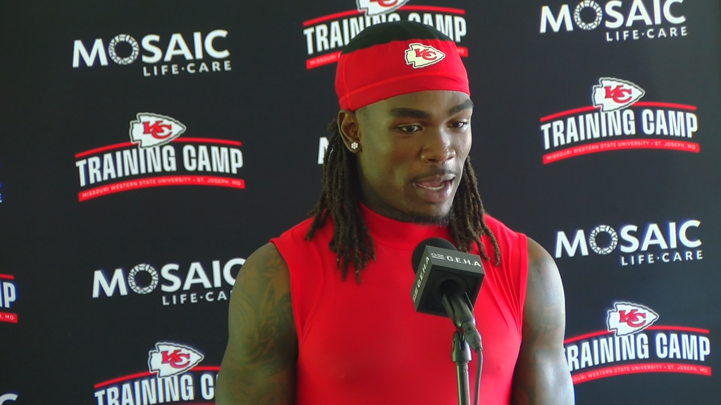 Chiefs receiver Rashee Rice speaks on possible suspension, recovering from serious knee injury in 2024 at Chief's Training Camp.