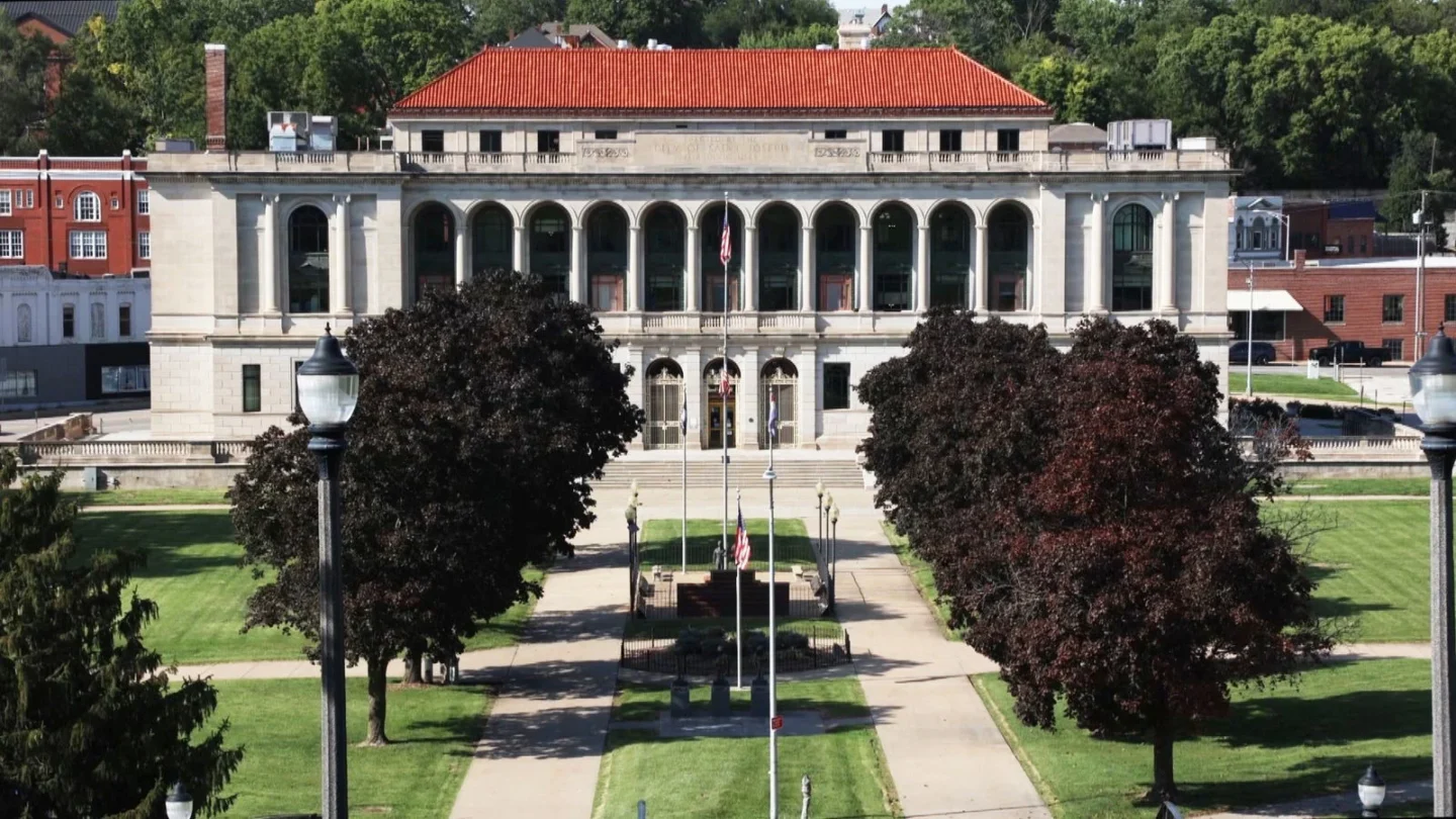 City Hall and Civic Center Park is shown in August in St. Joseph.