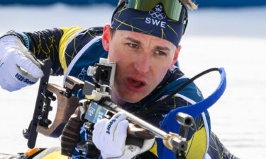 Martin Ponsiluoma of Sweden in the 12.km pursuit.