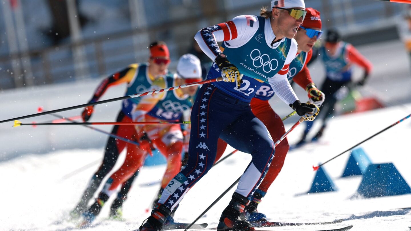 <i>NBC Olympics</i><br/>Gus Schumacher in the team sprint.