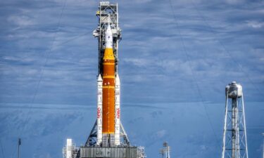 NASA's Artemis II Space Launch System rocket and Orion spacecraft are seen at Kennedy Space Center in Florida on January 30.