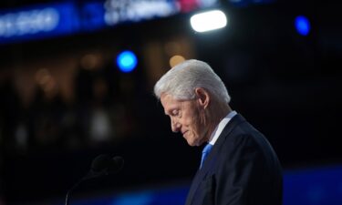 Former President Bill Clinton speaks on stage during the third day of the Democratic National Convention in August 2024 in Chicago