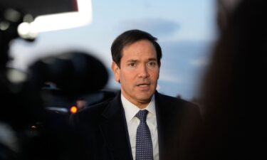 US Secretary of State Marco Rubio speaks to reporters before boarding his plane