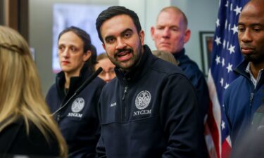 New York Mayor Zohran Mamdani speaks during a storm briefing at the New York City Emergency Management center in the Brooklyn borough of New York