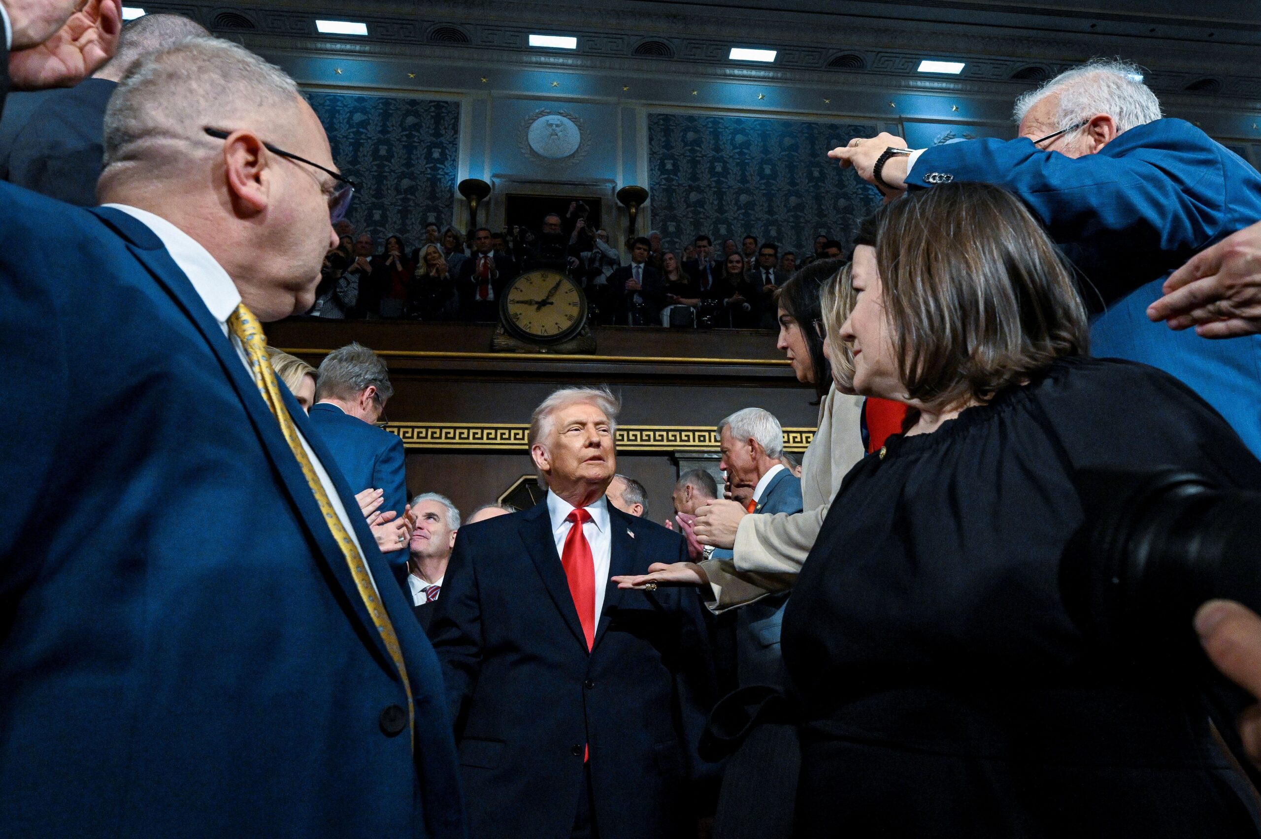<i>Kenny Holston/The New York Times/Pool/Reuters via CNN Newsource</i><br/>President Donald Trump enters the House chamber to deliver his State of the Union address in Washington