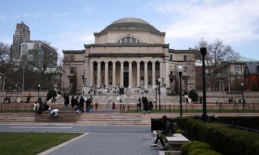 Students are seen on the campus of Columbia University on April 14