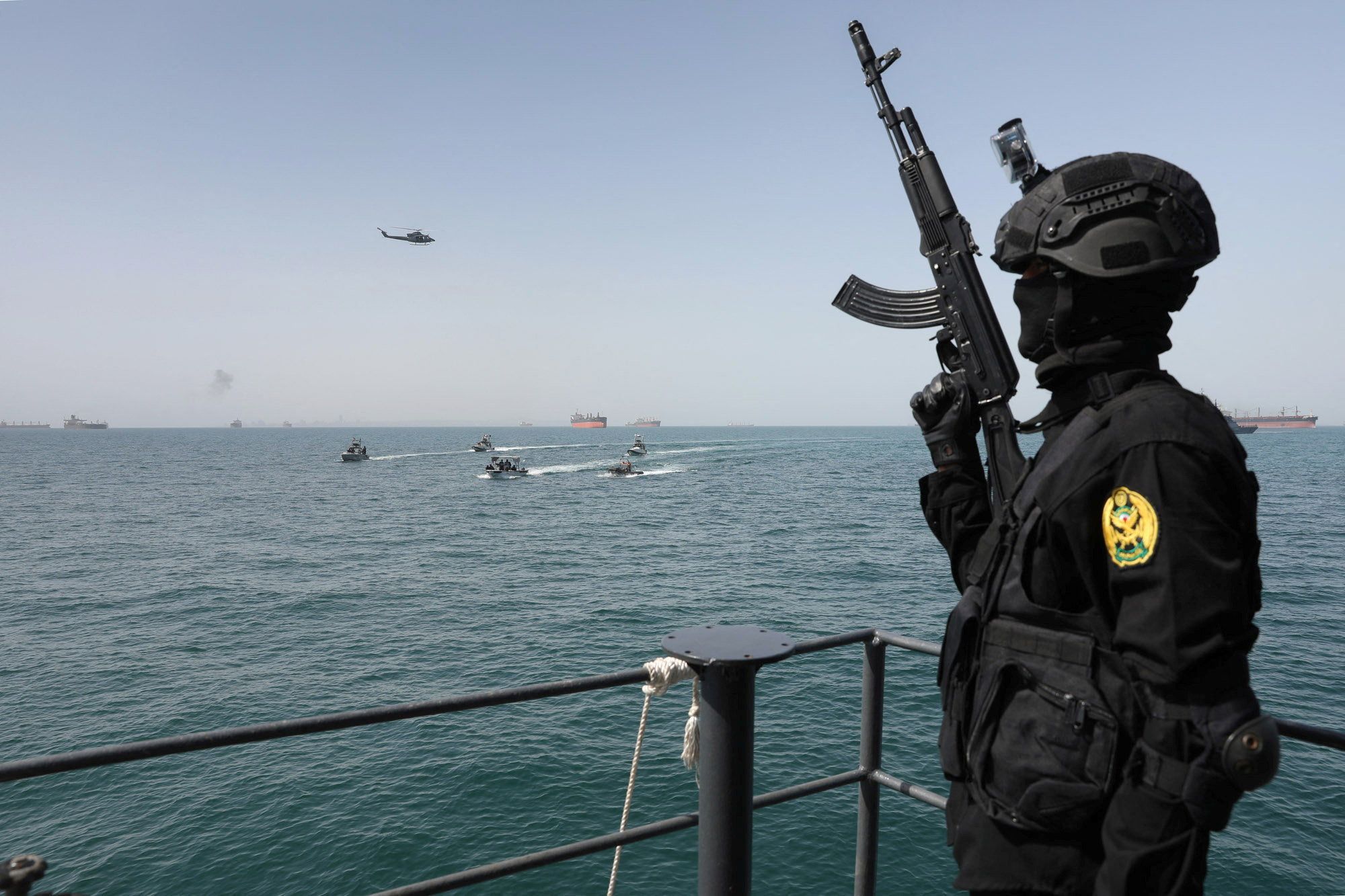 <i>Iranian Army/West Asia News Agency/Reuters via CNN Newsource</i><br/>A member of the Iranian Army attends a joint naval exercise between Iran and Russia in southern Iran in this handout image obtained by Reuters on February 19.
