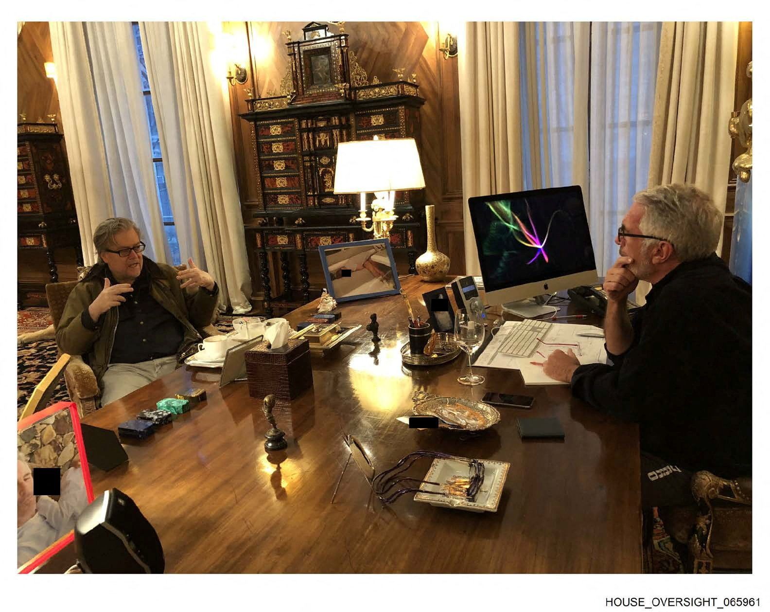 <i>House Oversight Committee Democrats/Handout/Reuters via CNN Newsource</i><br/>Jeffery Epstein and Steve Bannon pose in this handout image from the estate of late financier and convicted sex offender Jeffrey Epstein.