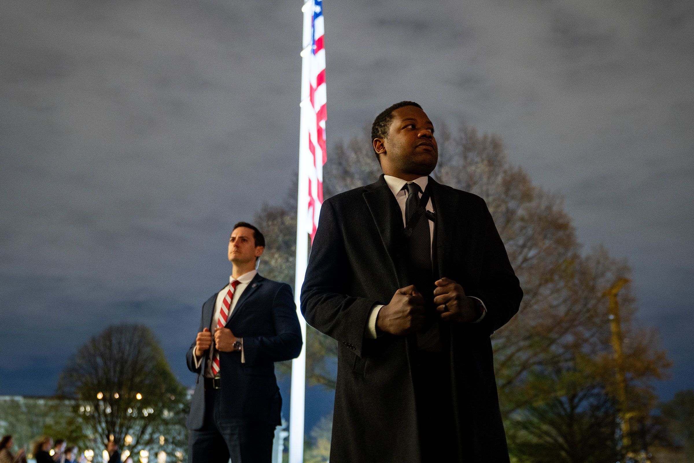 <i>Allison Robbert/AP/File via CNN Newsource</i><br/>US Secret Service agents watch as President Donald Trump boards Marine One at the White House on November 14.