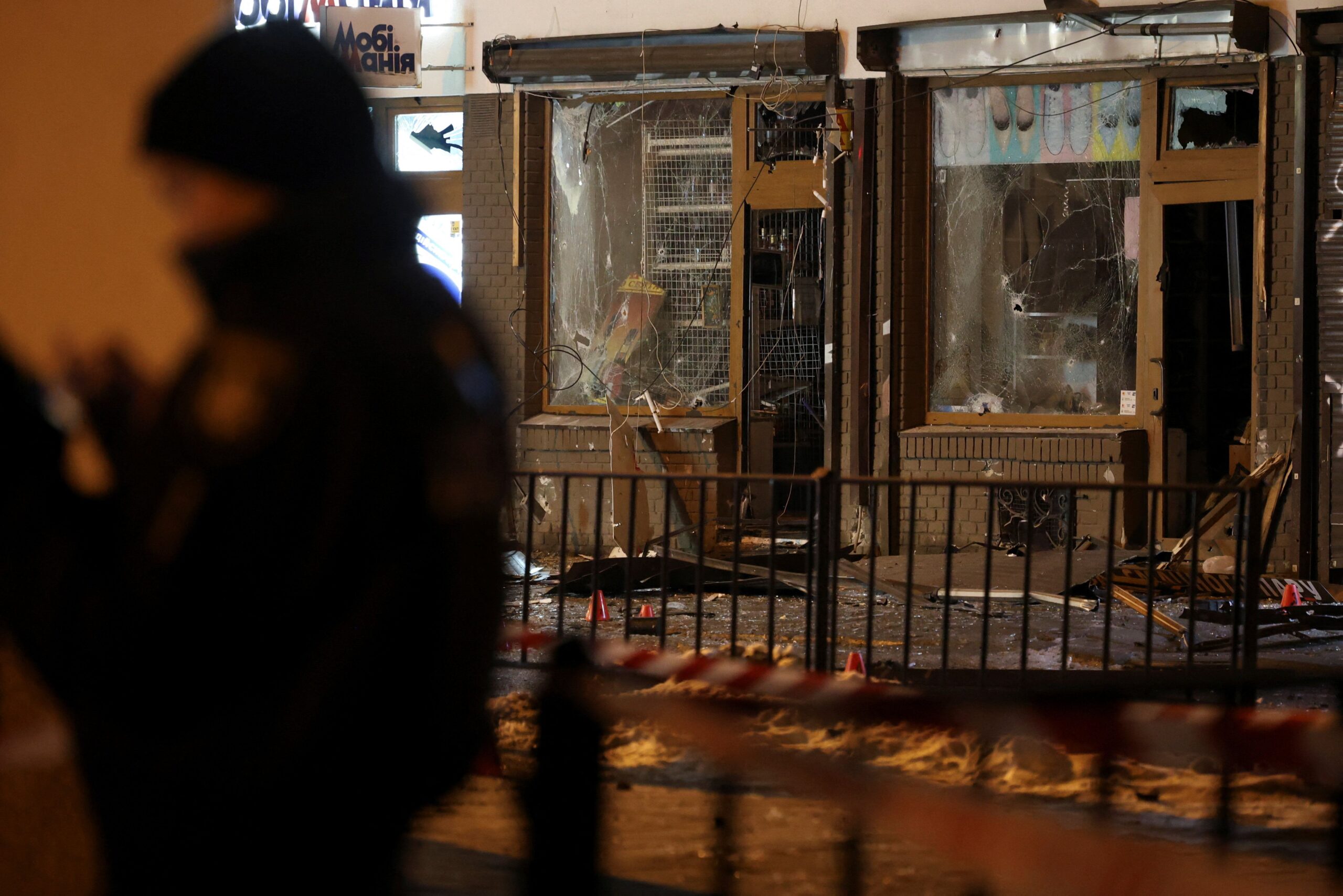 <i>Roman Baluk/Reuters via CNN Newsource</i><br/>Damaged building at the site of explosions in in Lviv