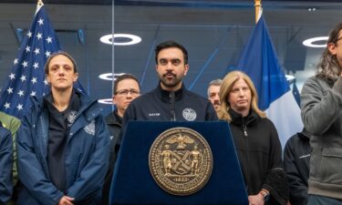New York City Mayor Zohran Mamdani speaks at a news conference as the city braces for a blizzard on Sunday in New York City.