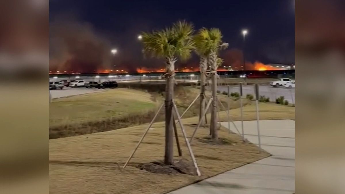 <i>Garden City Fire Rescue via CNN Newsource</i><br/>A bright orange blaze can be seen near Savannah/Hilton Head International Airport
