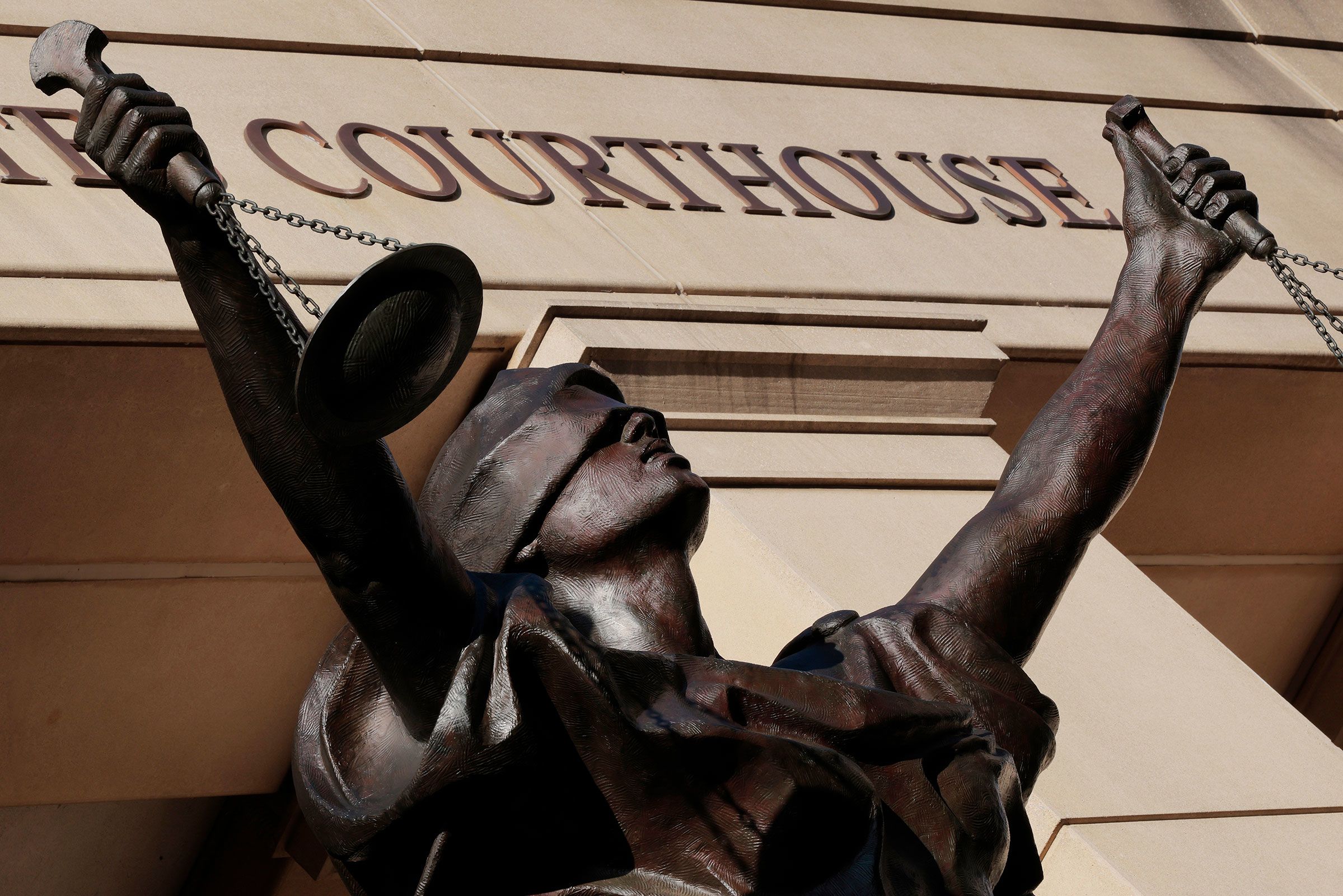 <i>Chip Somodevilla/Getty Images via CNN Newsource</i><br/>A statue of blindfolded Justice