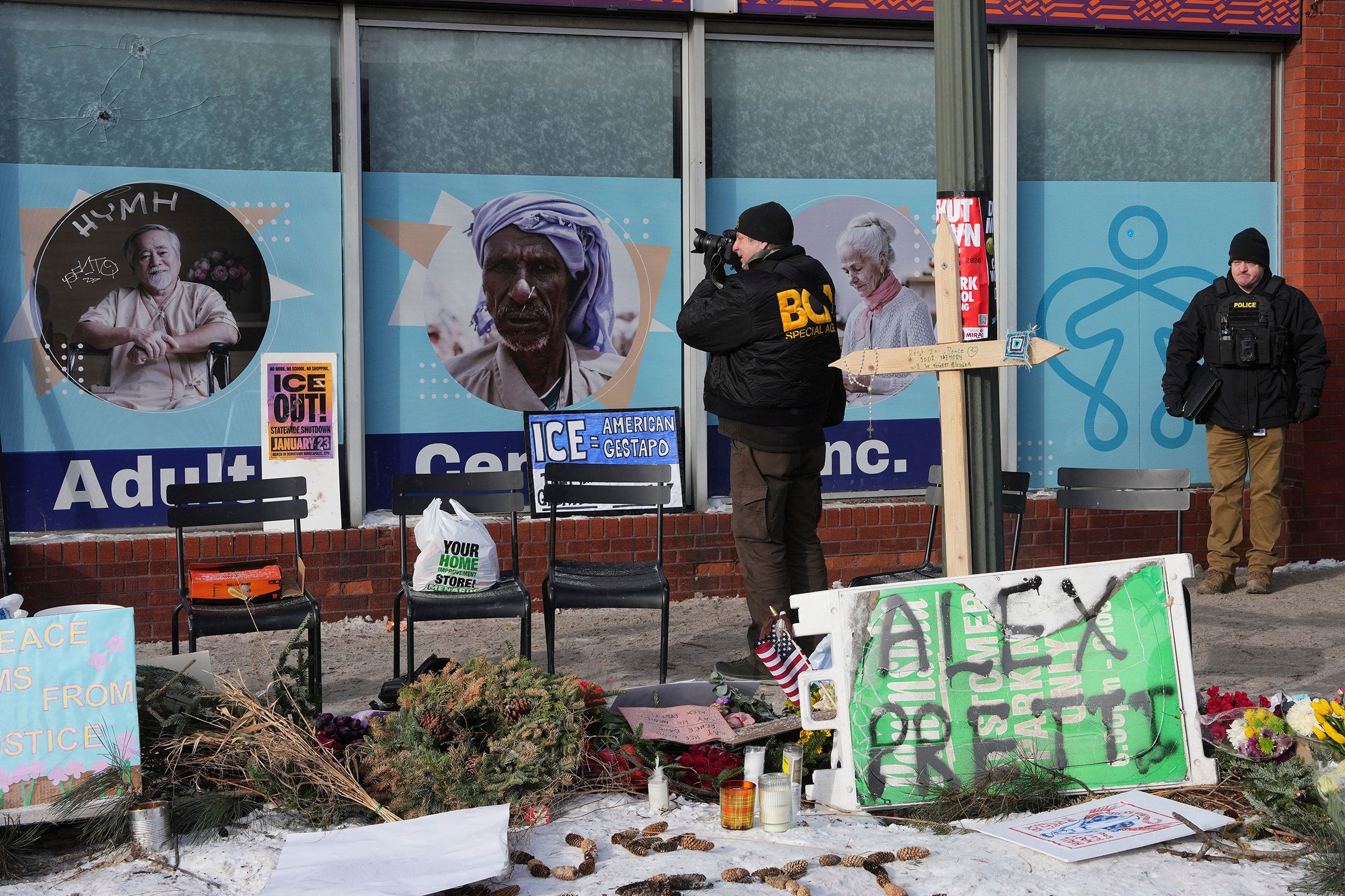 <i>Adam Gray/AP/File via CNN Newsource</i><br/>Bureau of Criminal Apprehension officers work at the scene where Alex Pretti was fatally shot in Minneapolis on January 25.