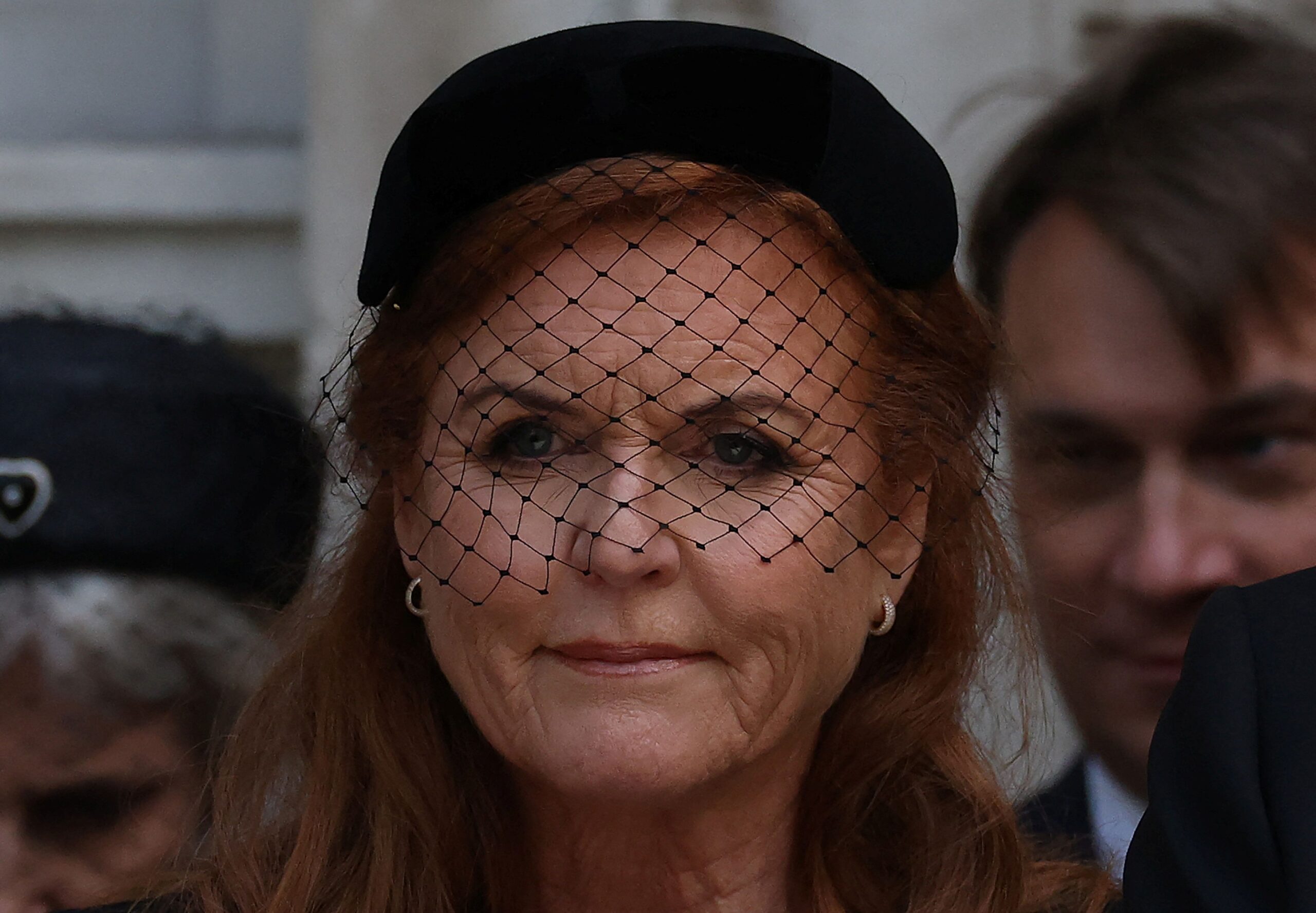 <i>Toby Melville/Reuters via CNN Newsource</i><br/>Sarah Ferguson leaves Westminster Cathedral in London on the day of the funeral of Katharine