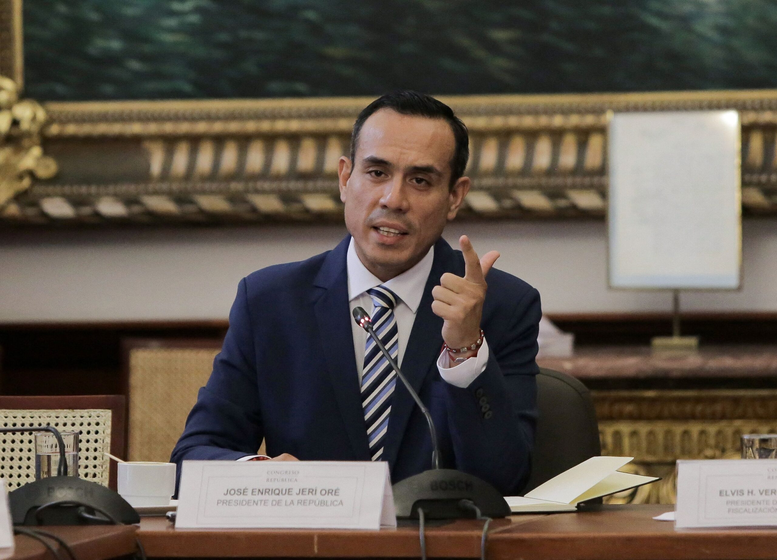 <i>Gerardo Marin/Reuters via CNN Newsource</i><br/>Peruvian President Jose Jeri testifies before a congressional committee to address undisclosed meetings with a Chinese businessman