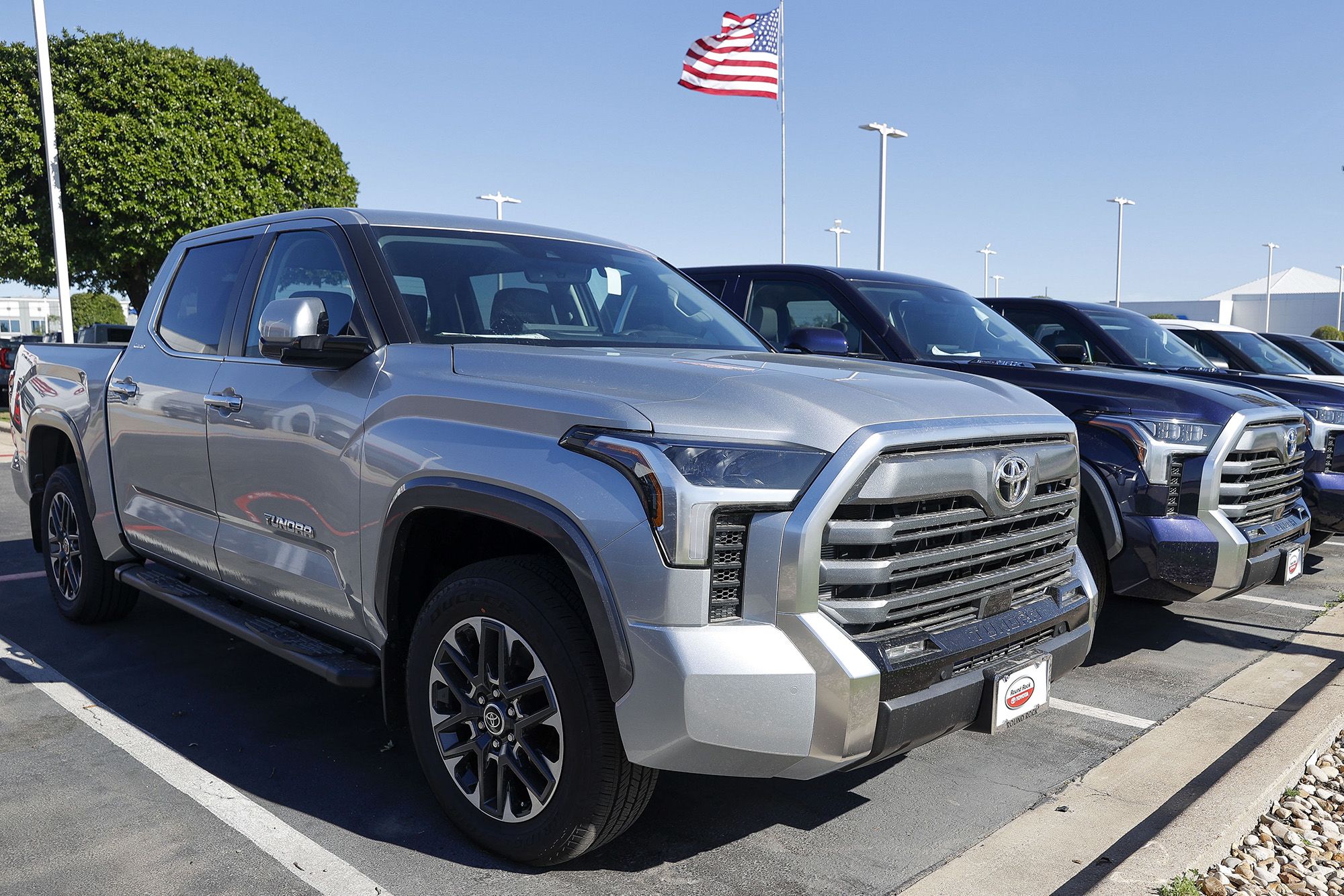 <i>Adam Davis/EPA-EFE/Shutterstock via CNN Newsource</i><br/>A lineup of Toyota trucks on display at a dealership in Round Rock