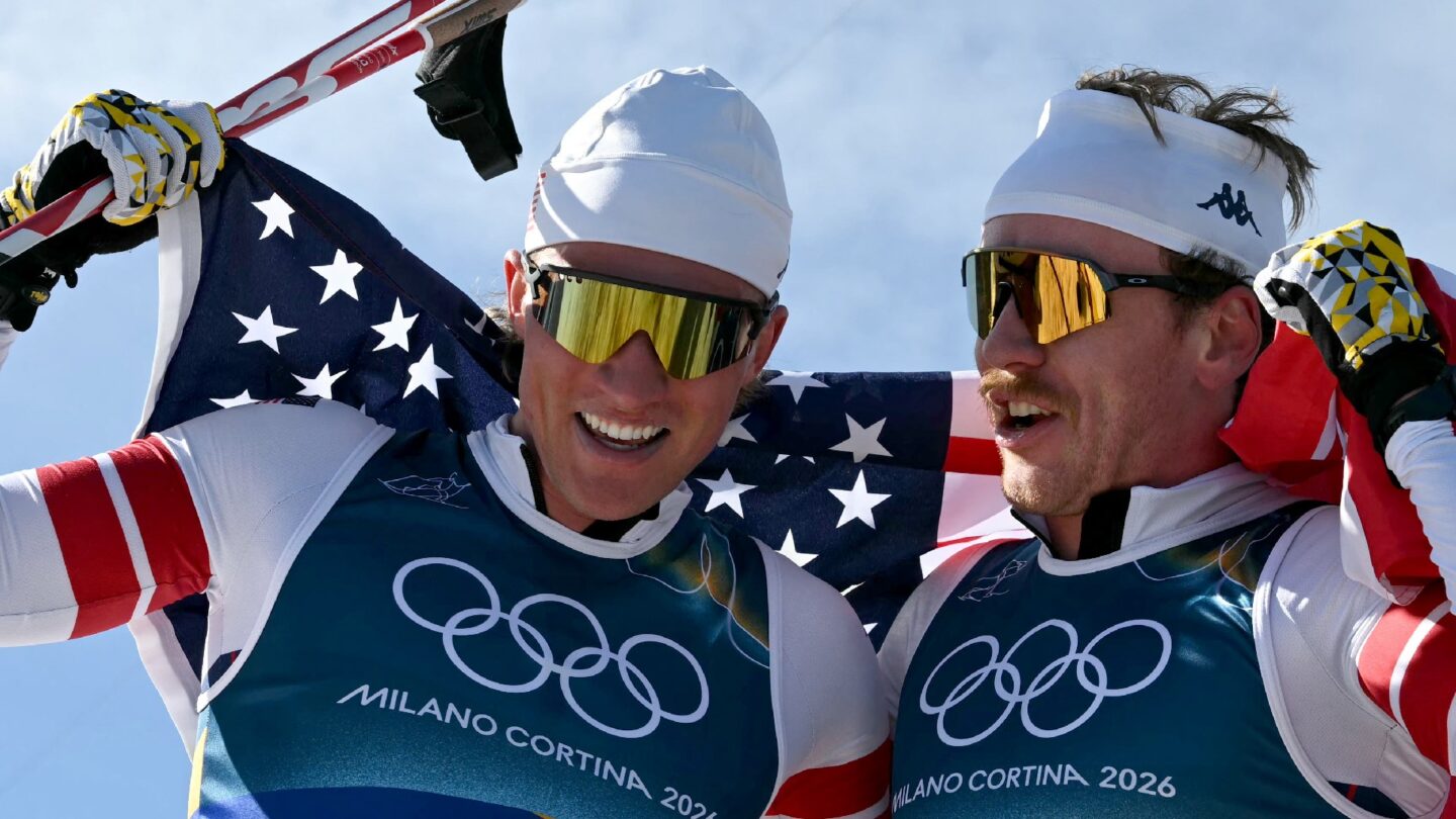 <i>NBC Olympics</i><br/>Athletes at the men's cross-country skiing team event.