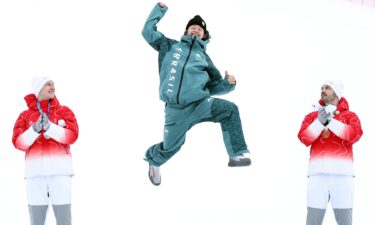 Lucas Pinheiro Braathen celebrating.