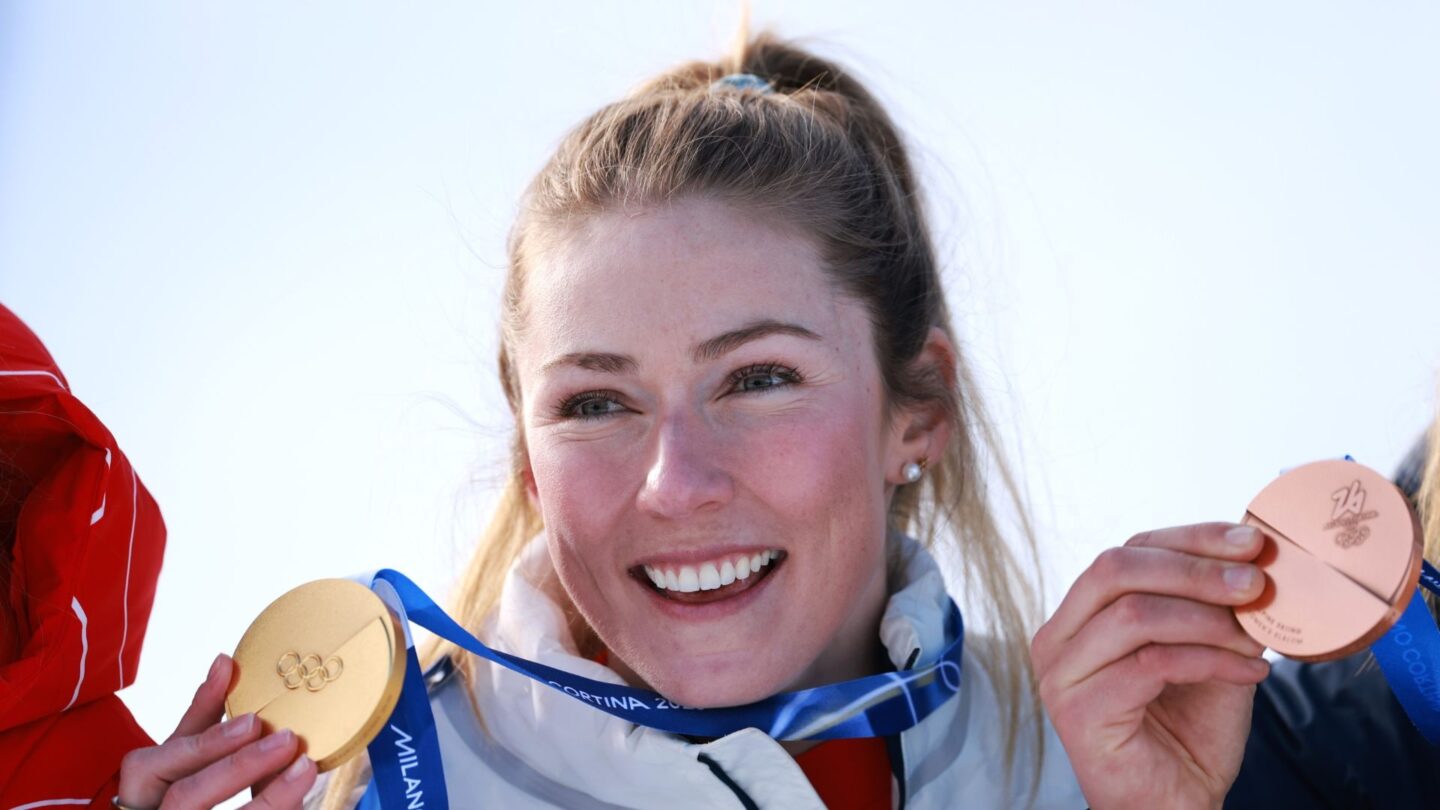 <i>NBC Olympics</i><br/>Mikaela Shiffrin receives her gold medal.