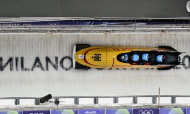 Four-man German sled on track during Run 2