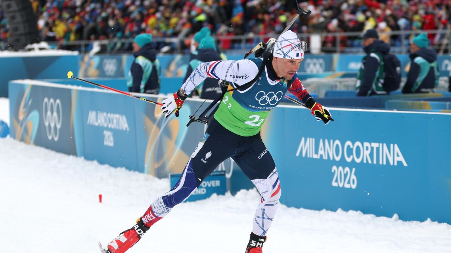 <i>NBC Olympics</i><br/>A French biathlete in the men's relay.
