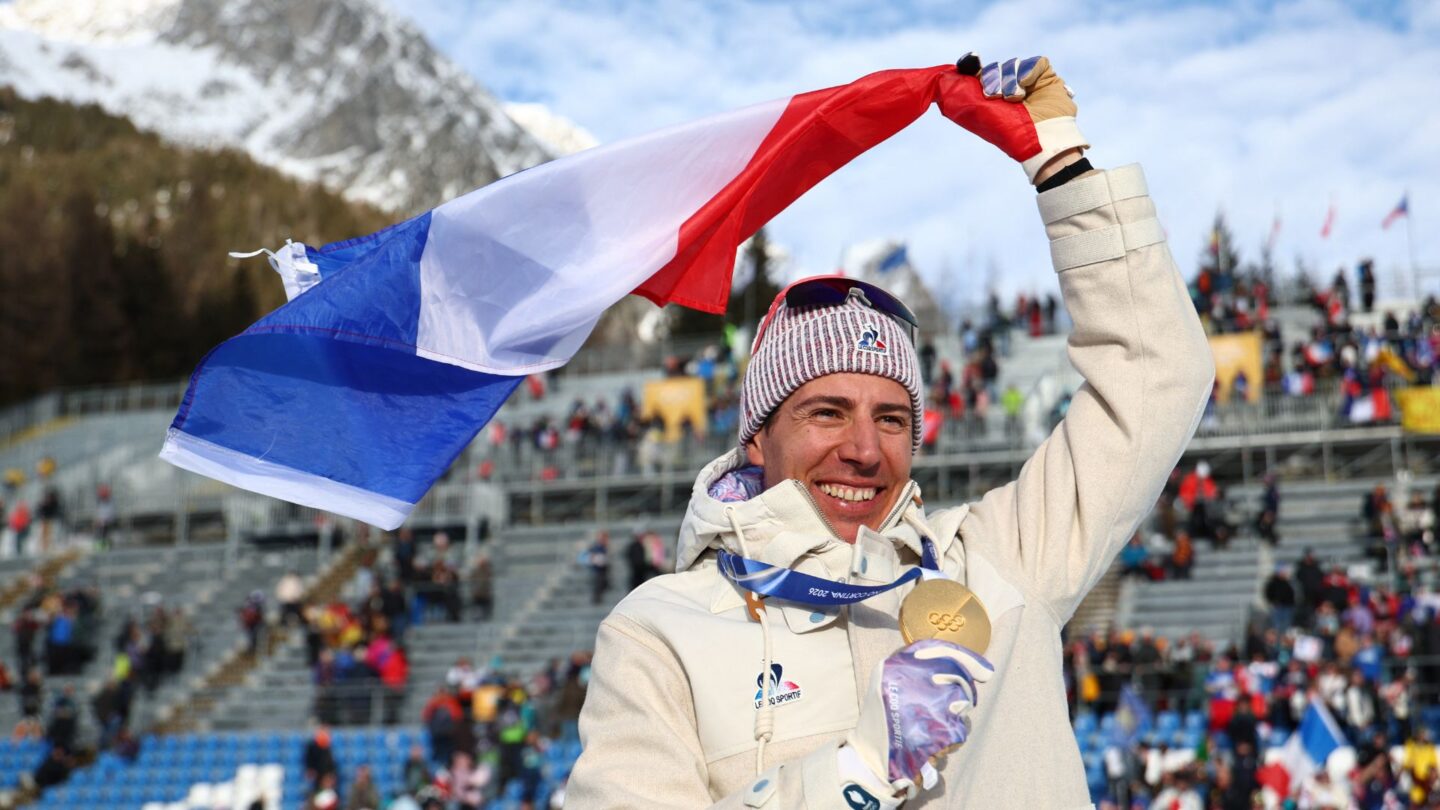 Quentin Fillon Maillet wins gold in the biathlon sprint.