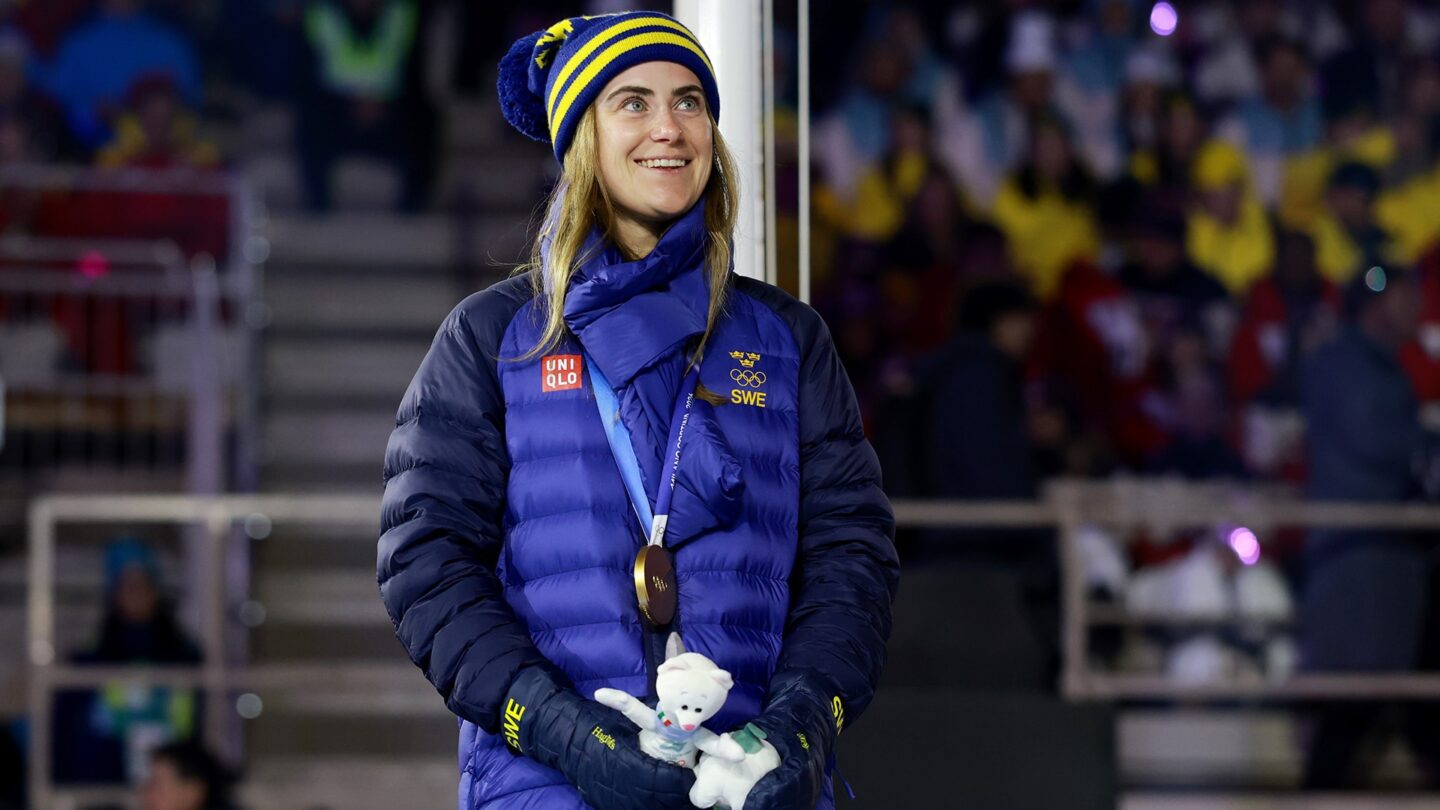 <i>NBC Olympics</i><br/>Ebba Andersson receives gold medal for women's 50km classic