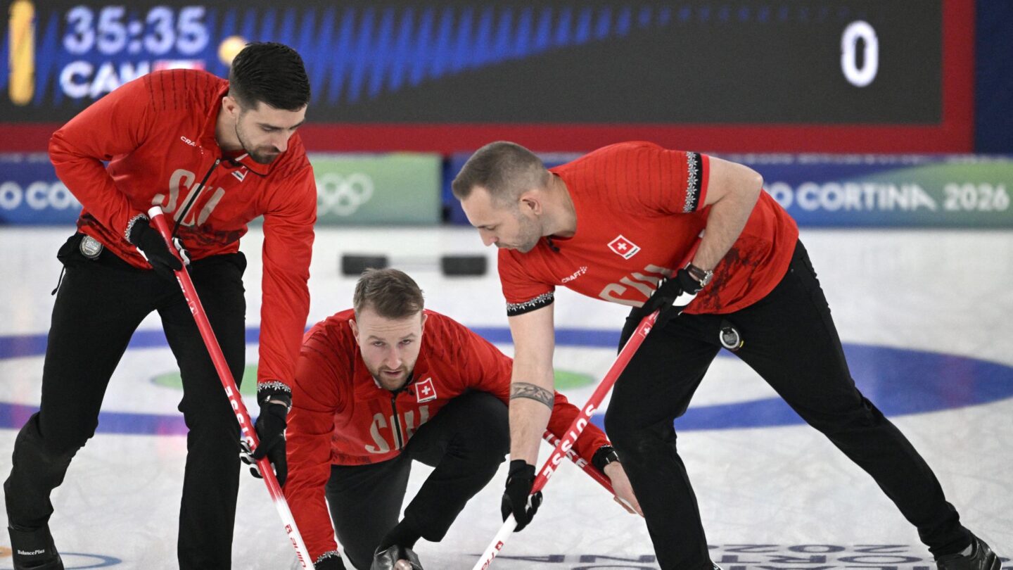 Switzerland curlers come down the ice