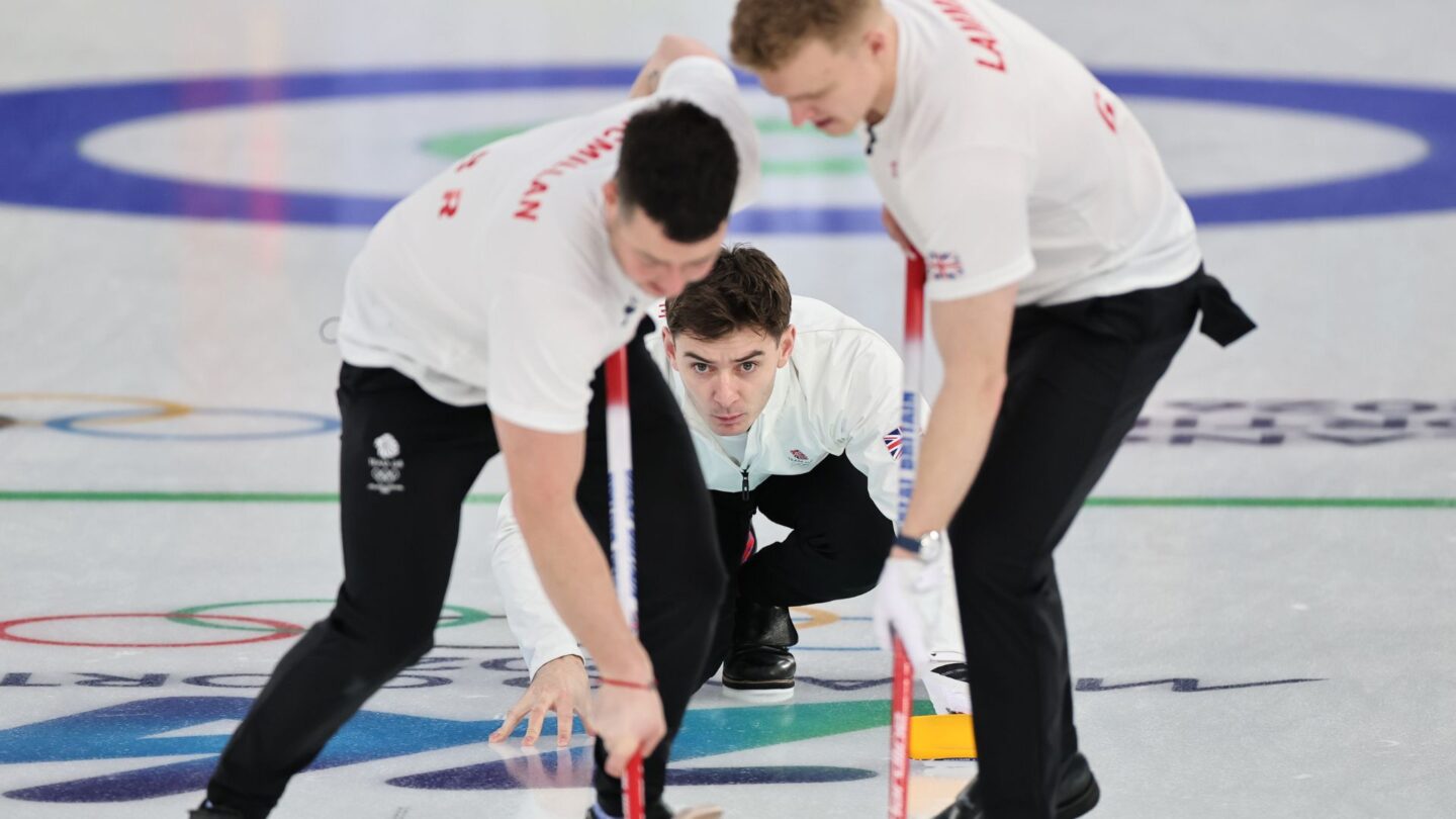 Great Britain sweepers come down the ice