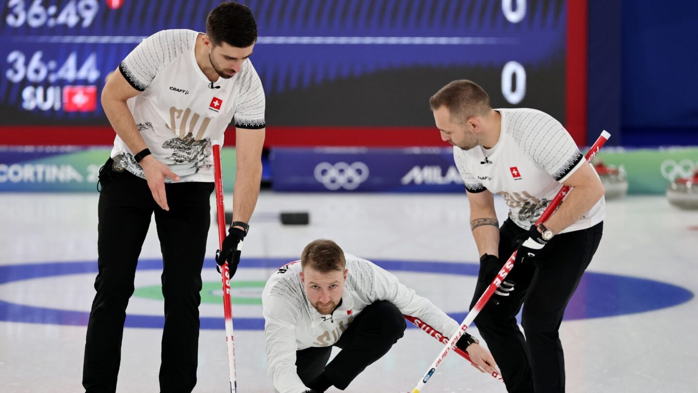 <i>NBC Olympics</i><br/>Swiss curlers come down the ice