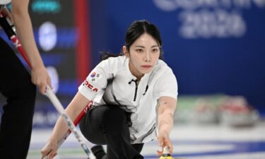 South Korean curler comes down the ice