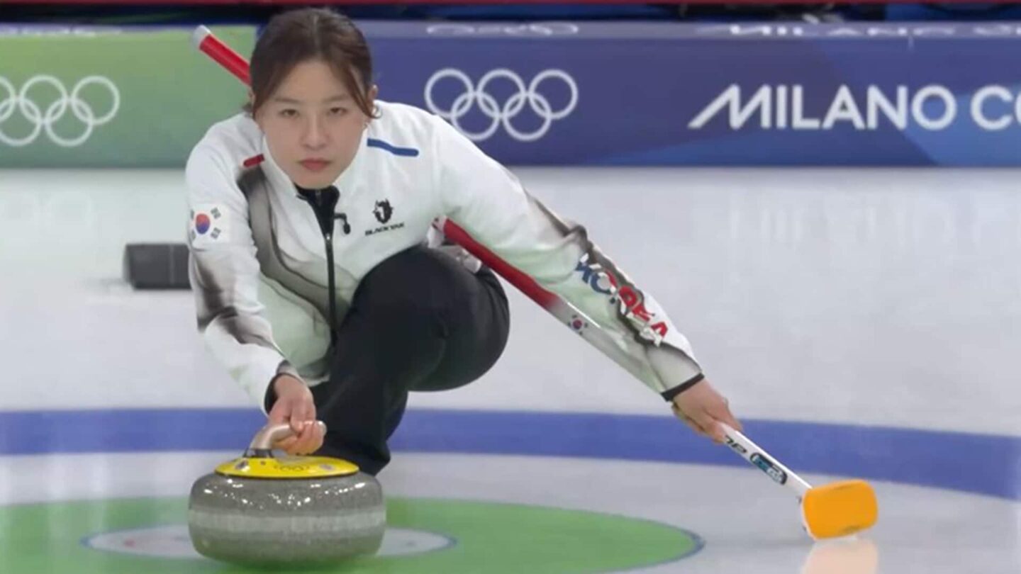Japan's skip prepares to throw the rock