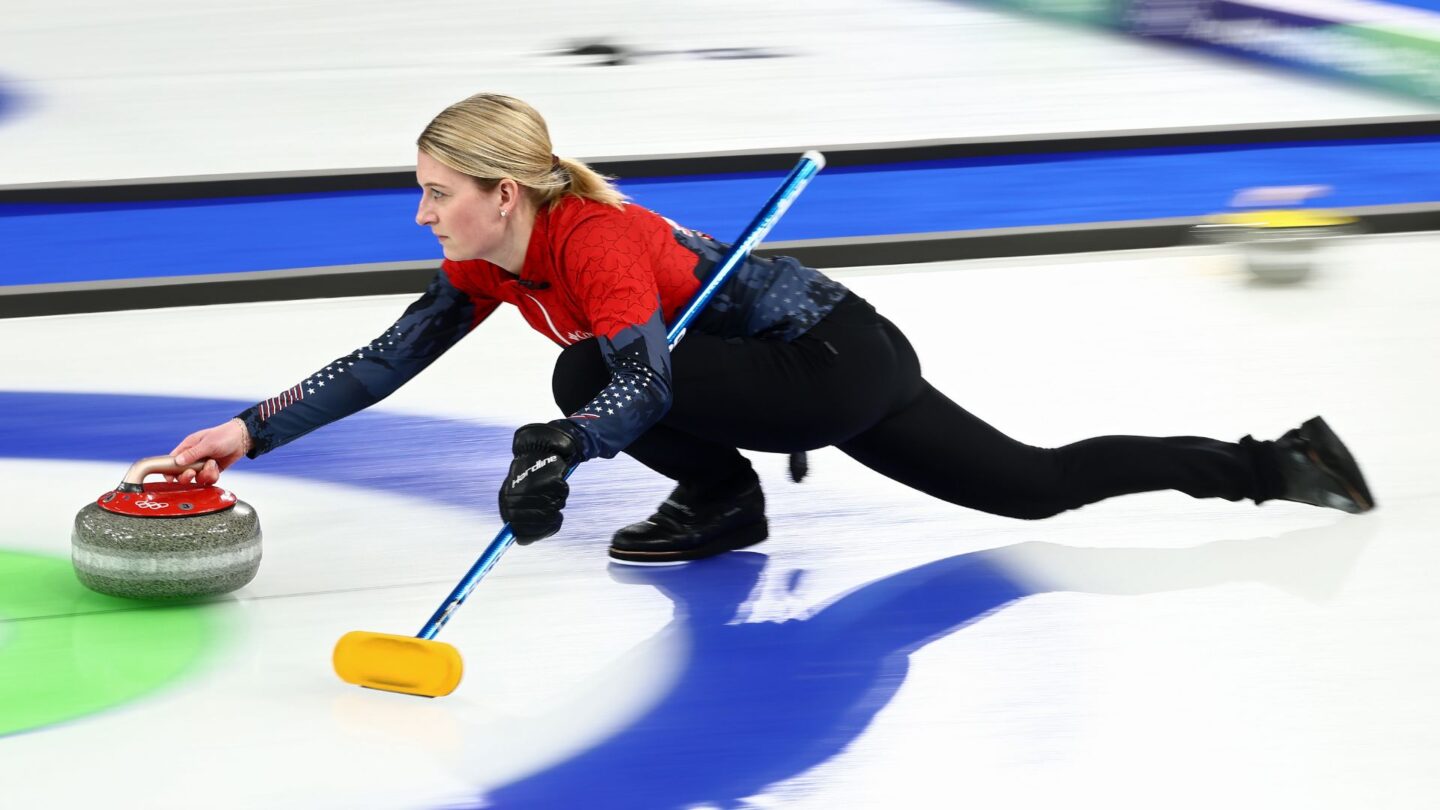 <i>NBC Olympics</i><br/>USA curler prepares to throw