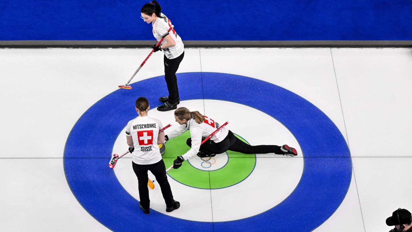 <i>NBC Olympics</i><br/>Swiss curlers come down the ice