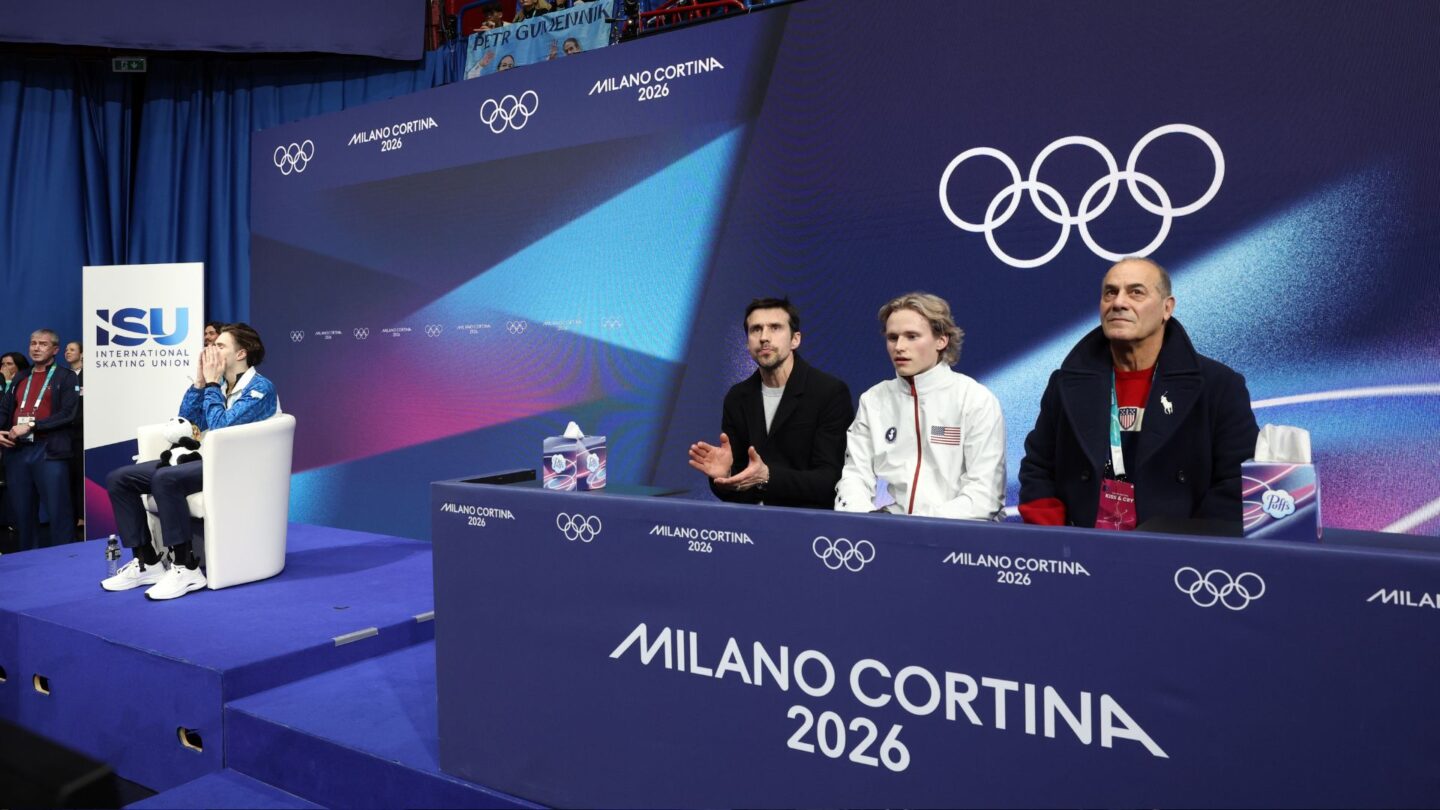 Ilia Malinin after his free skate at the Milan Cortina Winter Olympics.