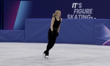 Amber Glenn practices on the ice.