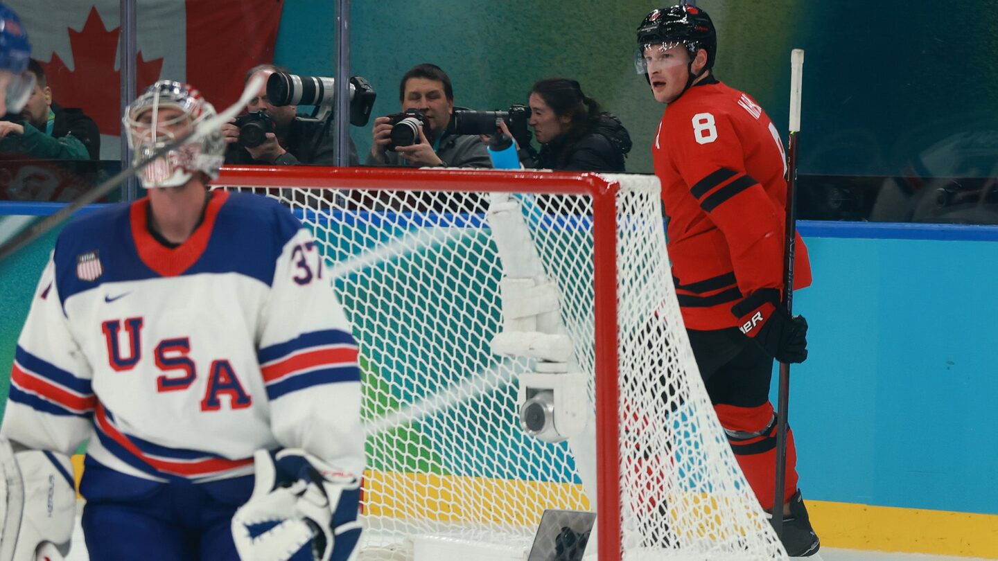 <i>NBC Olympics</i><br/>Cale Makar celebrates a goal
