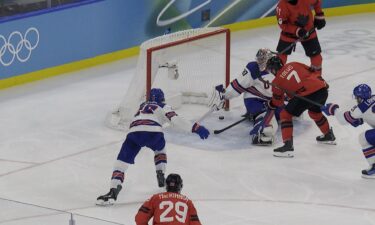 Connor Hellebuyck against Canada.