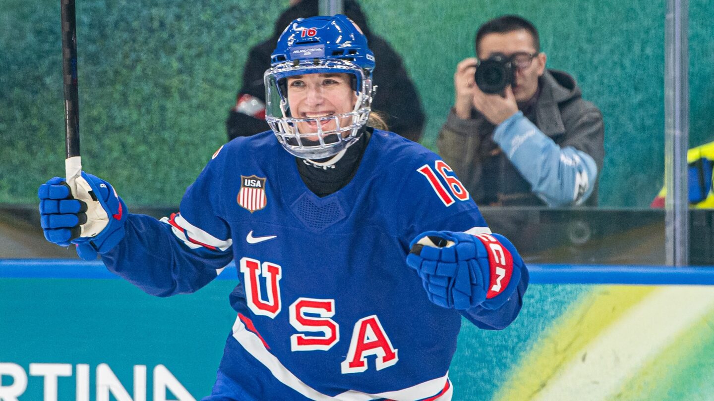 Hayley Scamurra celebrates her goal.
