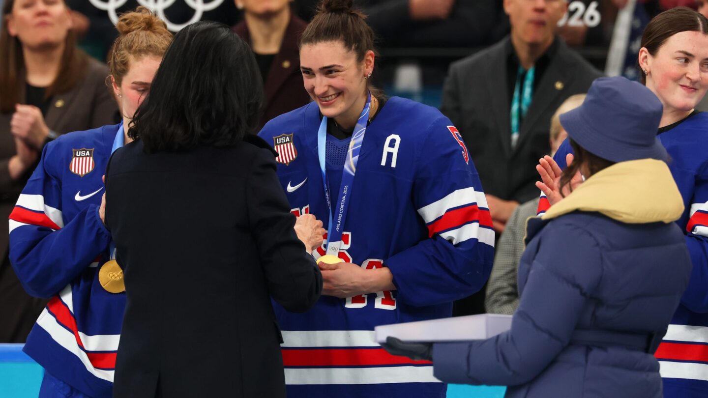 <i>NBC Olympics</i><br/>Megan Keller after Team USA's gold win.