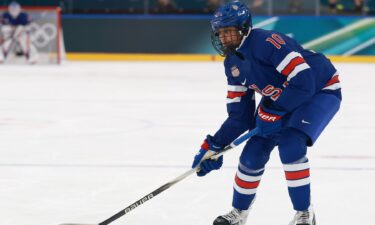 Laila Edwards on the ice for the U.S. women's hockey team at the 2026 Milan Cortina Olympics.