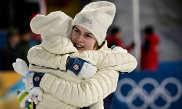 Anna Odine Strom and Eirin Maria Kvandal embrace