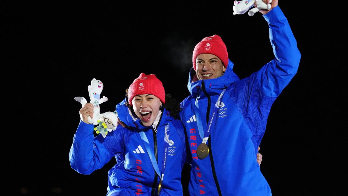 Tabitha Stoecker and Matt Weston on podium