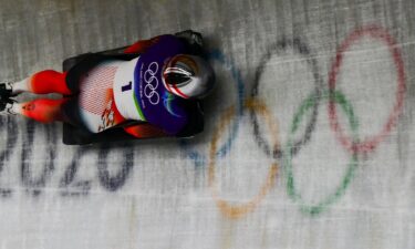 Janine Flock on a skeleton run at Cortina Sliding Centre