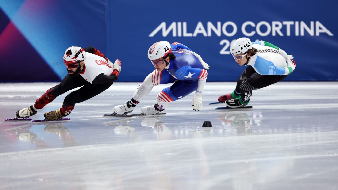 Brandon Kim competes in his 1000m quarterfinal heat