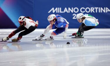 Brandon Kim competes in his 1000m quarterfinal heat