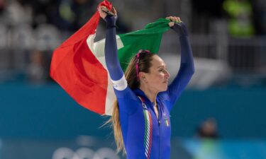 Francesca Lollobrigida with Italian flag