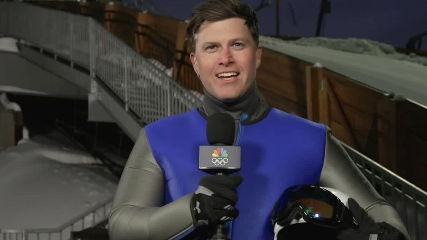 Colin Jost discussing the Milan Cortina Olympics.