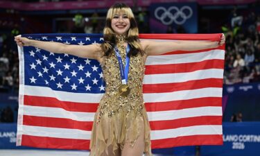 Alysa Liu celebrates after winning gold in the women's singles
